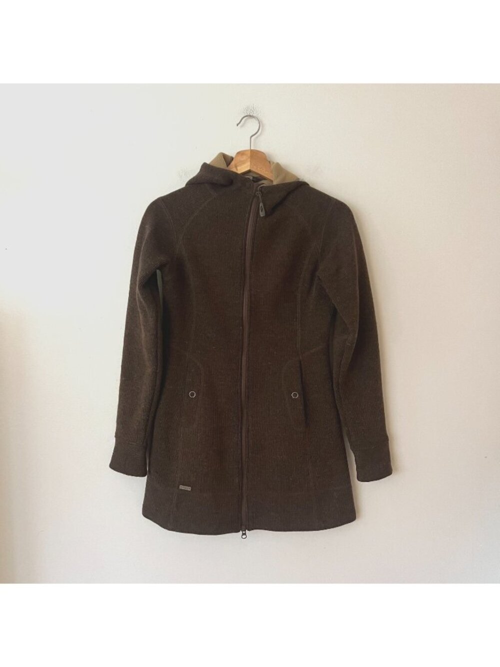 Outdoor Research Salida Long Wool Blend Fleece Hoody Jacket Brown Women's XS